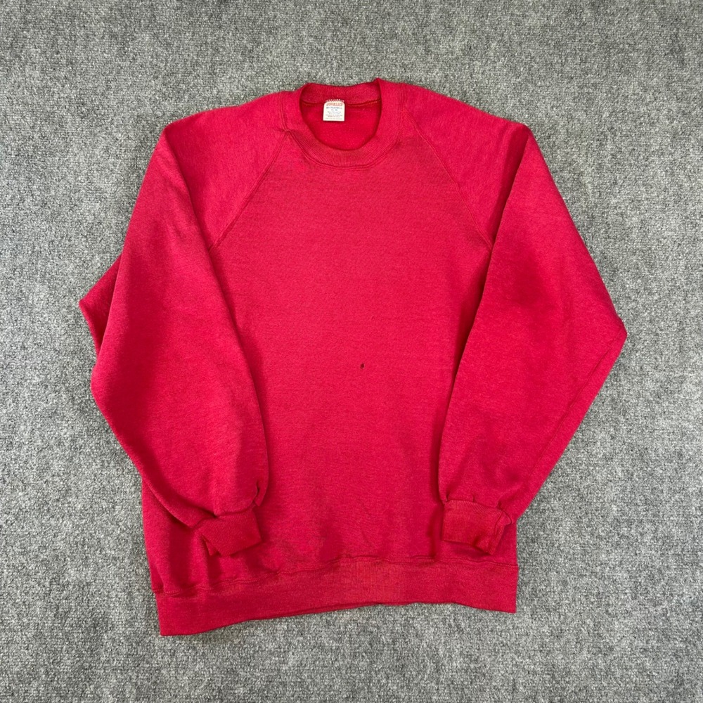 Vintage Jerzees by Russell Red Raglan Sweatshirt Made in USA Mens XL 46